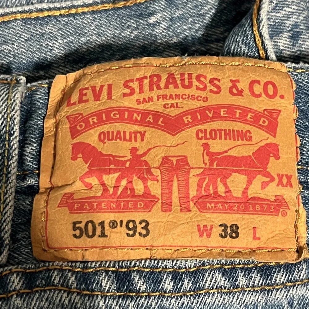 Levi's Mens 501 93 Jeans 38 (39X27 Actual) Button Fly 90s Grunge Normcore Egypt